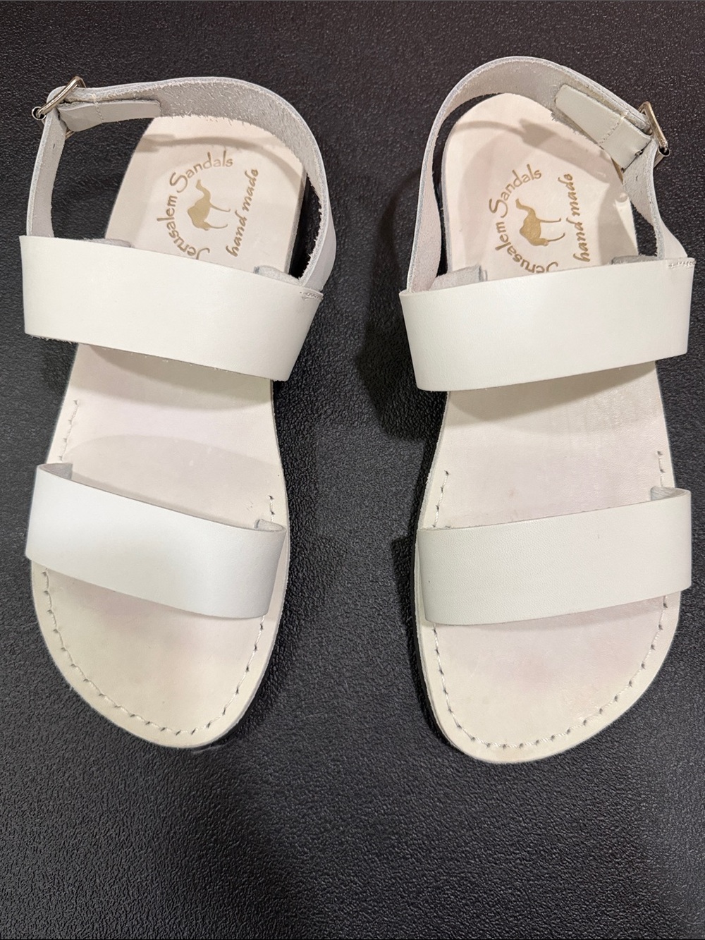Jerusalem Sandals Men's White Double-Strap Leather Sandals size 44